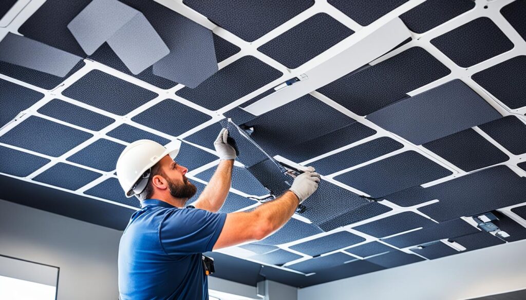 Acoustic ceiling installation LA